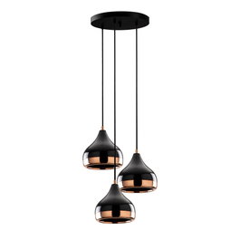 Opviq Lámpara de araña en negro y cobre con altura ajustable